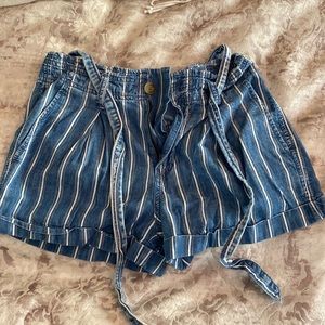 American eagle striped jean shorts